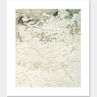 White Plaster Peeling Crumbling Distressed Wallpaper Posters and Art